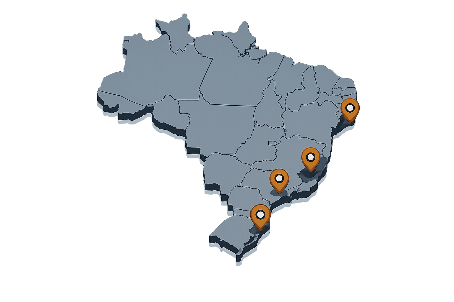 Mapa do Brasil representando a atuação da TAIGRA em todo o território nacional